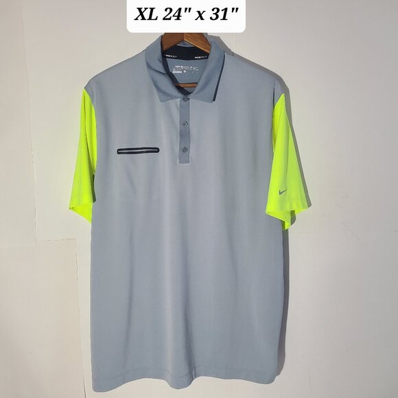 Nike Golf Dri Fit Gray/Neon Green Colorblock Men's XL Polo - Picture 1 of 5